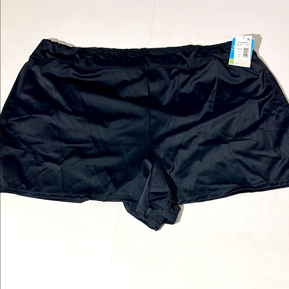 Swim Solutions Separates Boyshort Womens Black Shorts Thigh Minimizer sz 24W NEW